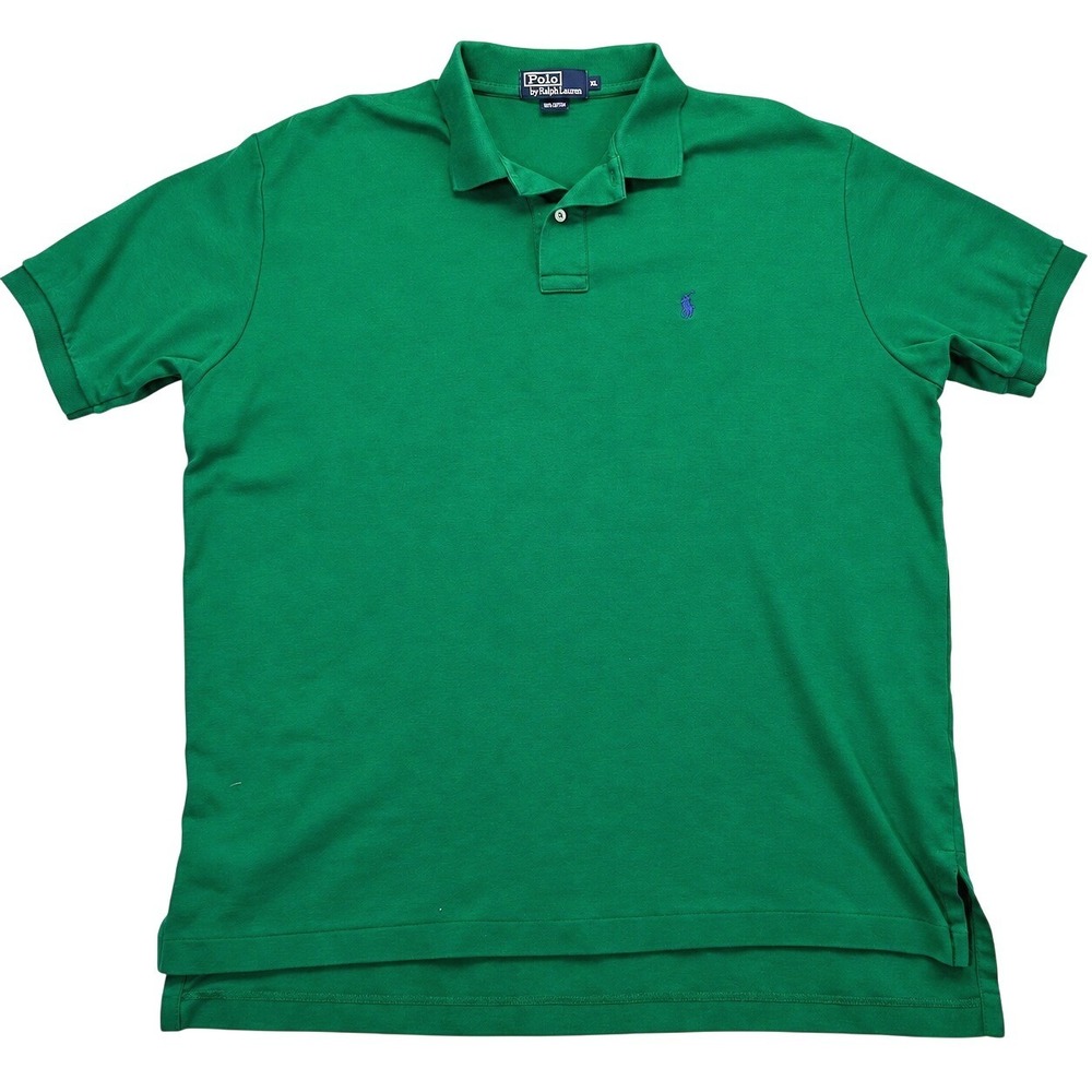 Polo Ralph Lauren Polo Shirt Mens XL Green Pique Cotton Purple Pony Classic Fit
